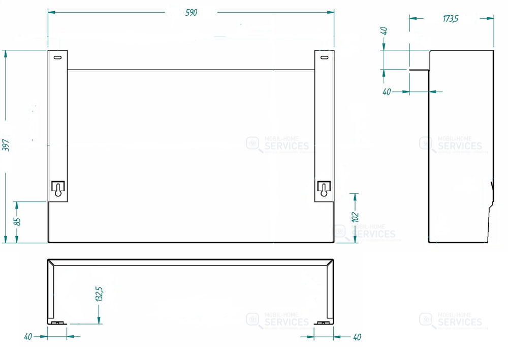 Meuble vasque 590 x 173,5 x 397 mm