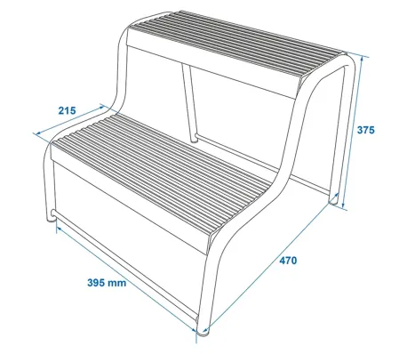 Banqueta de Degrau Duplo com Estrutura de Aço - Ideal para Caravanas e Uso Doméstico