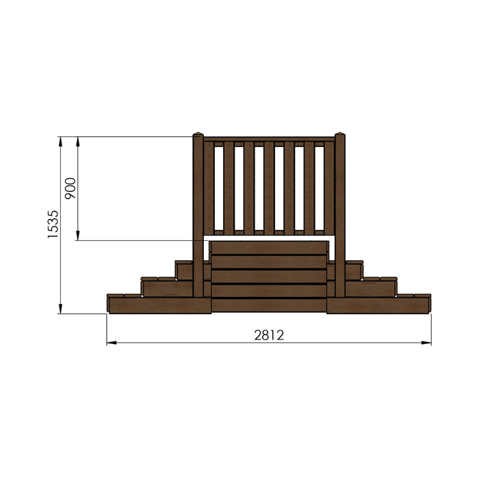 Escalier double 3 marches avec garde-corps