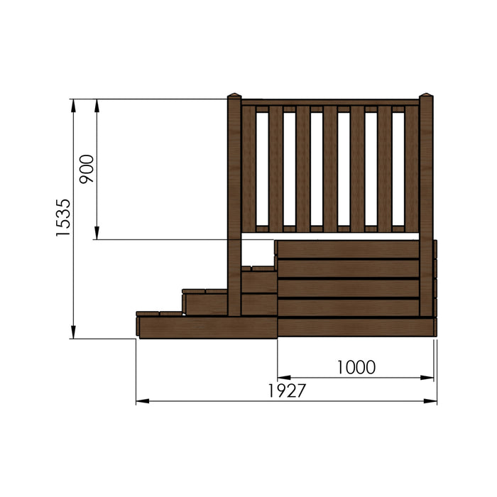 Corner staircase 4 steps with handrail