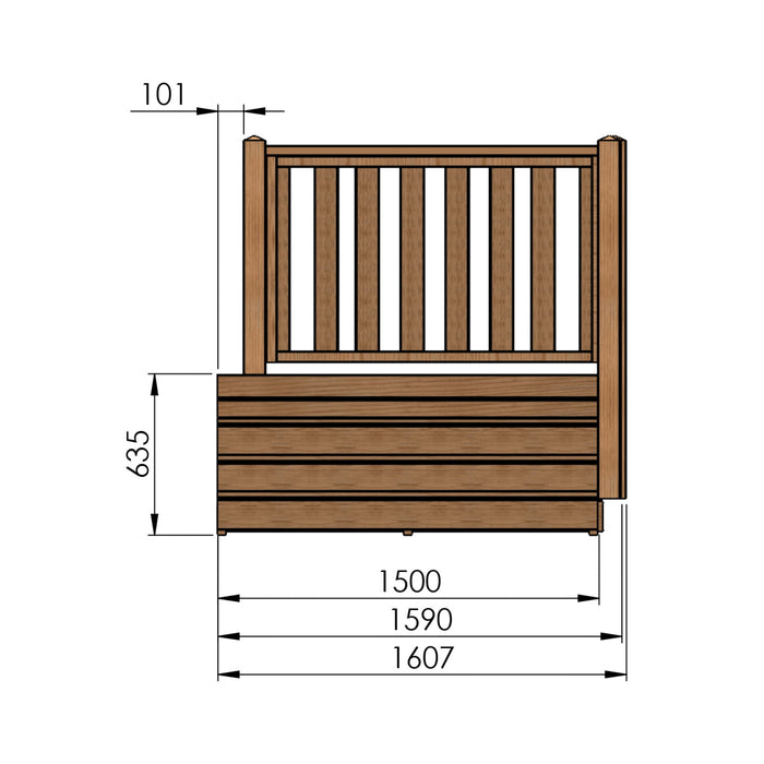 Corner staircase 4 steps with handrail