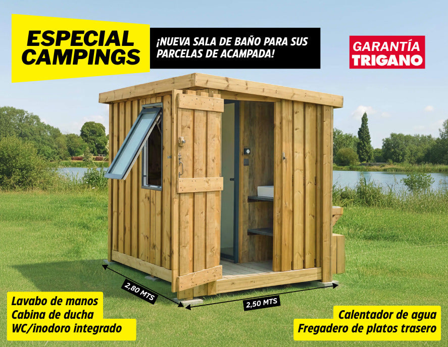 Promoción sala de baño comunitario para parcelas de camping.