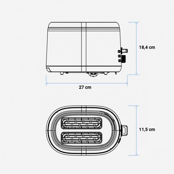 Grille-pain 850 W, 2 emplacements XL, noir