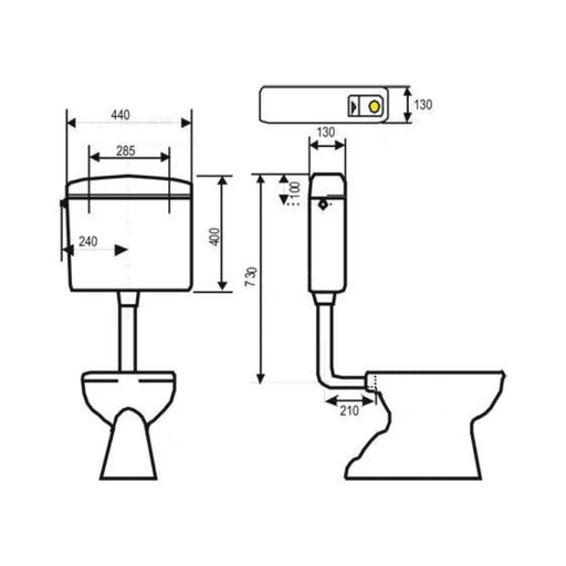 Cisterna WC Depósito semibajo extraplano