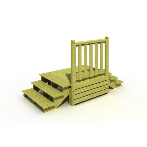 Escalera doble de madera 3 peldaños con barandilla para mobil homes